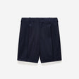 Relaxed Pleat Textured Shorts Navy