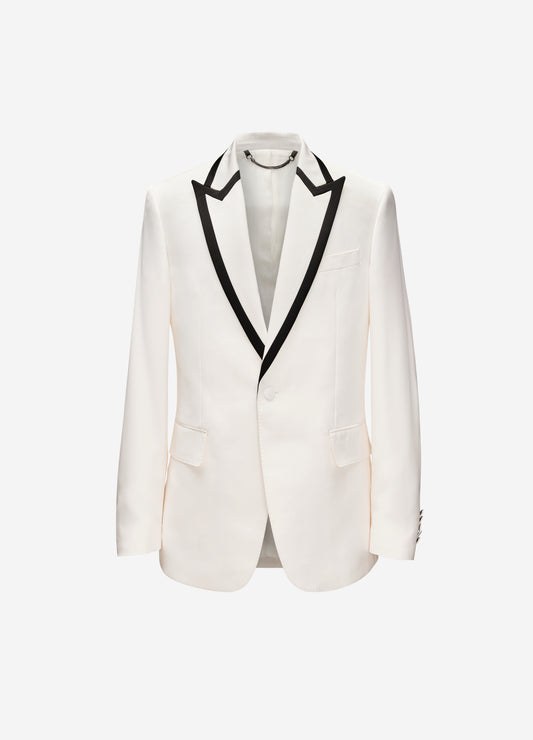 Lapel Detail Tuxedo Jacket Ivory