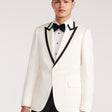 Lapel Detail Tuxedo Jacket Ivory