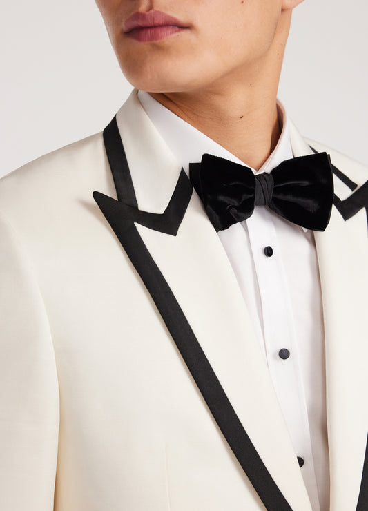 Lapel Detail Tuxedo Jacket Ivory