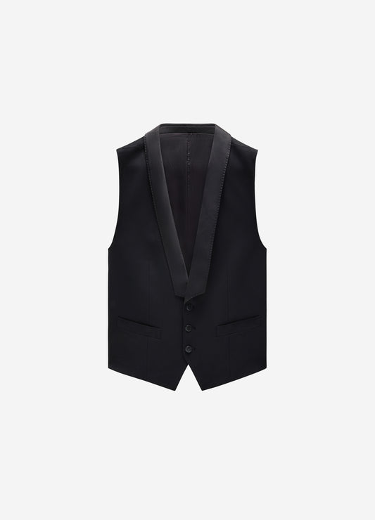 Satin Lapel Waistcoat Black