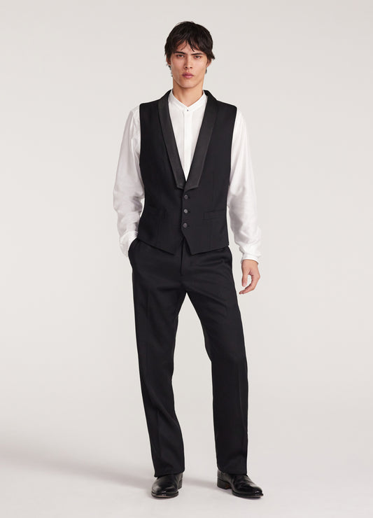 Satin Lapel Waistcoat Black