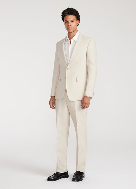 Linen Cotton Twill Suit Jacket Natural