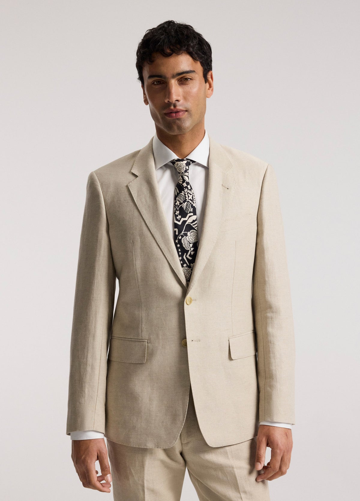 Linen Cotton Twill Suit Jacket Natural
