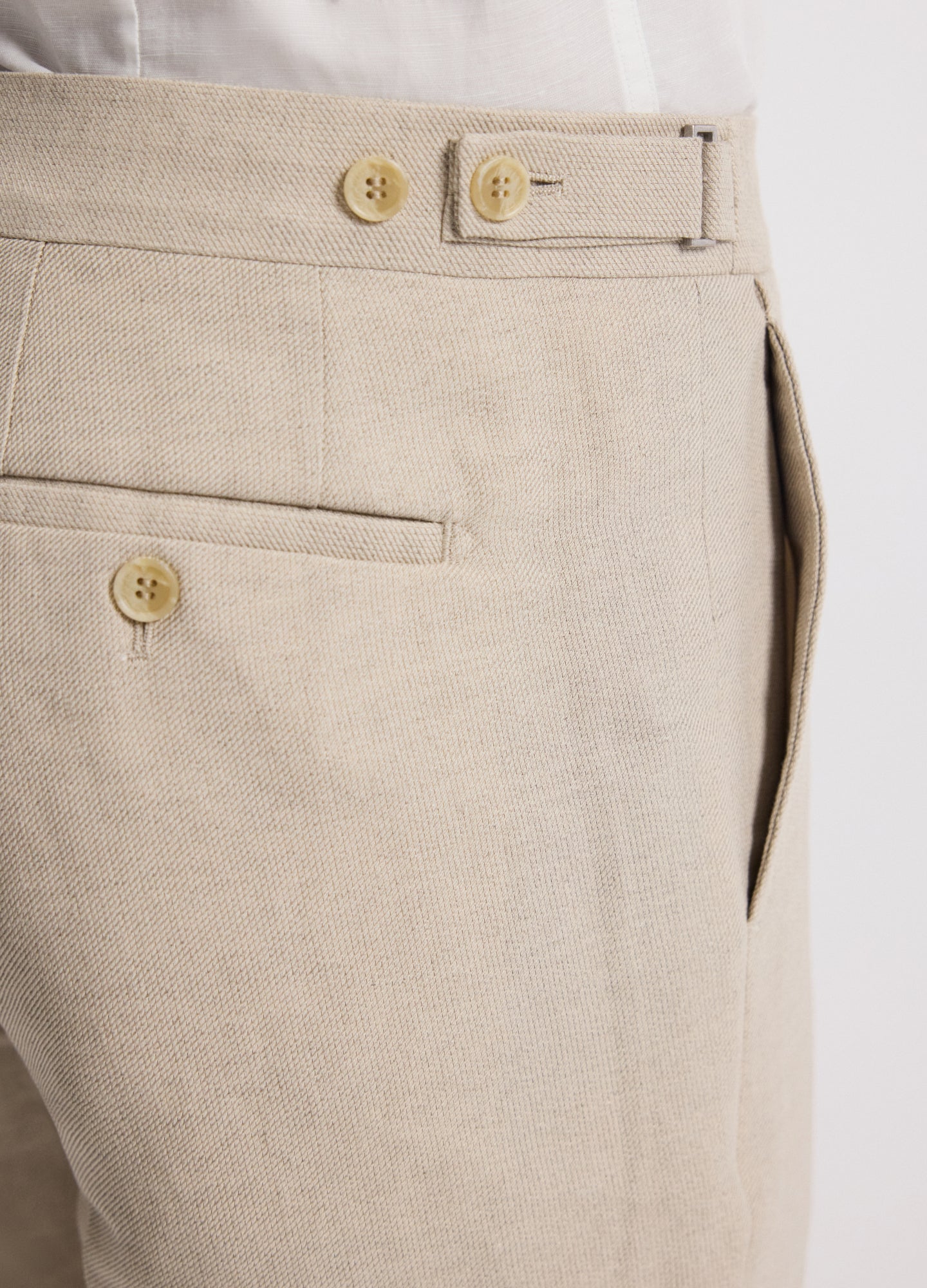 Linen Cotton Twill Suit Pants Natural