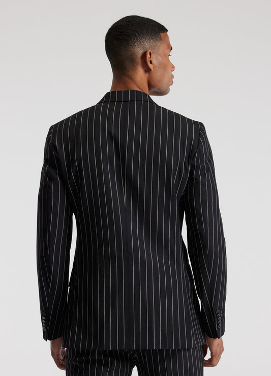 Pinstripe Double-Breasted Jacket Black