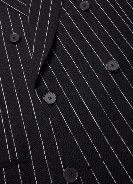 Pinstripe Double-Breasted Jacket Black