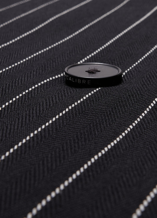 Pinstripe Double-Breasted Jacket Black
