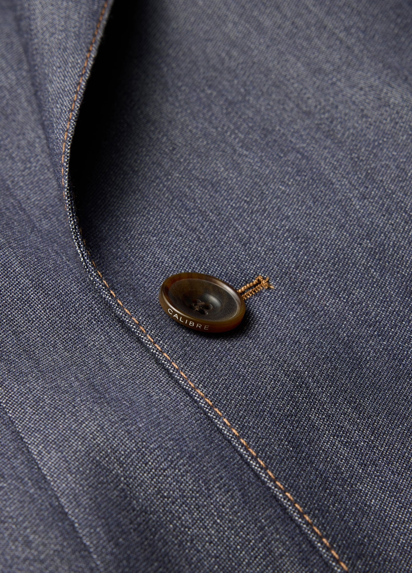 Wool Denim Double-Breasted Suit Jacket Navy