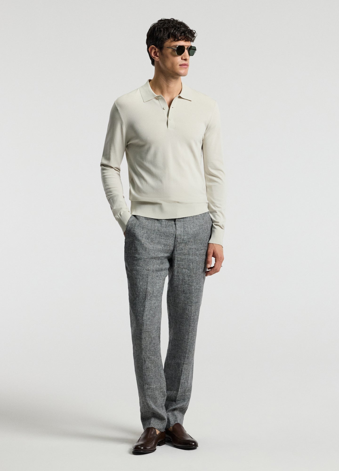 Melange Linen Suit Pants Iron