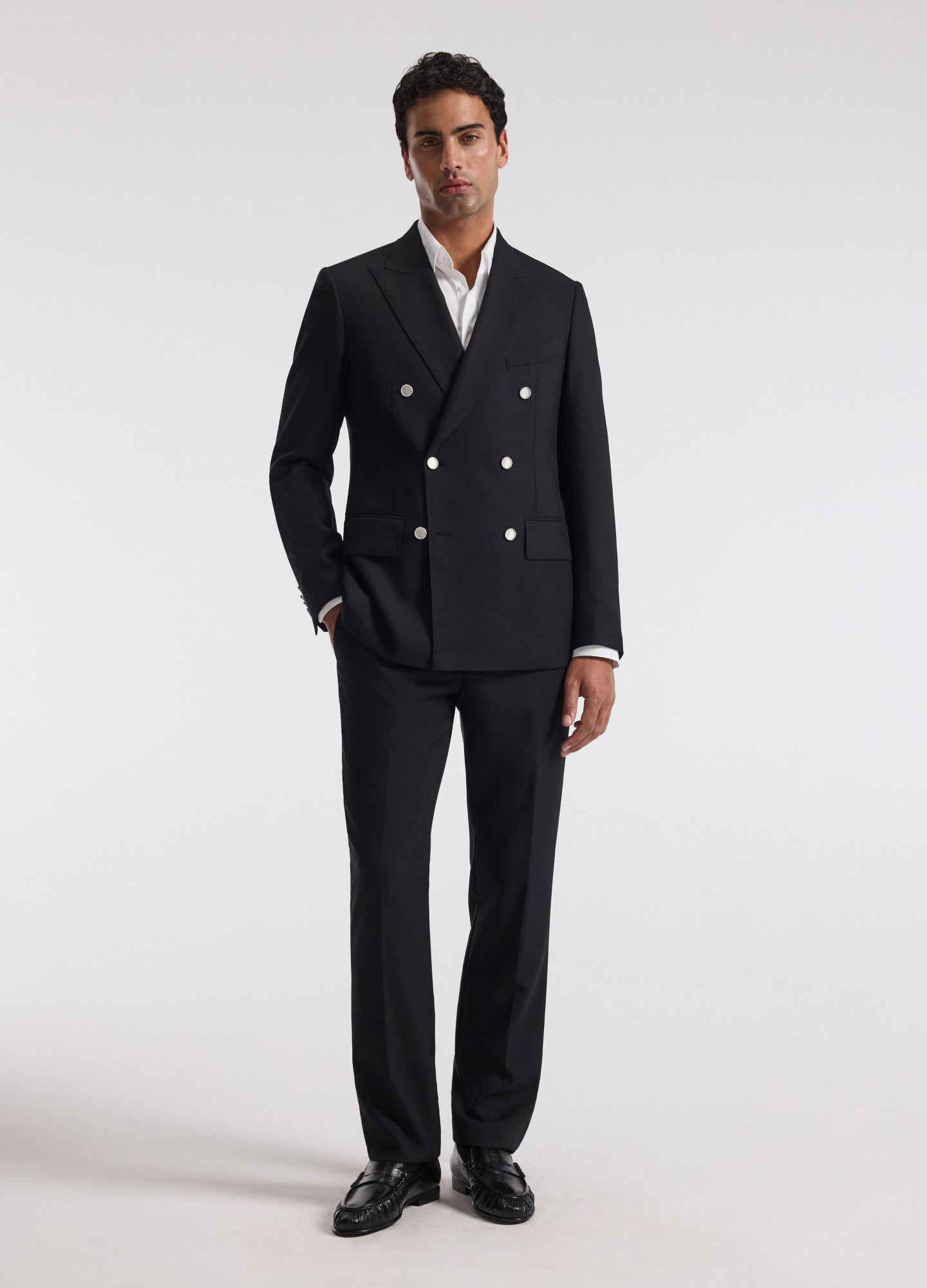 Wool Double-Breasted Blazer Black