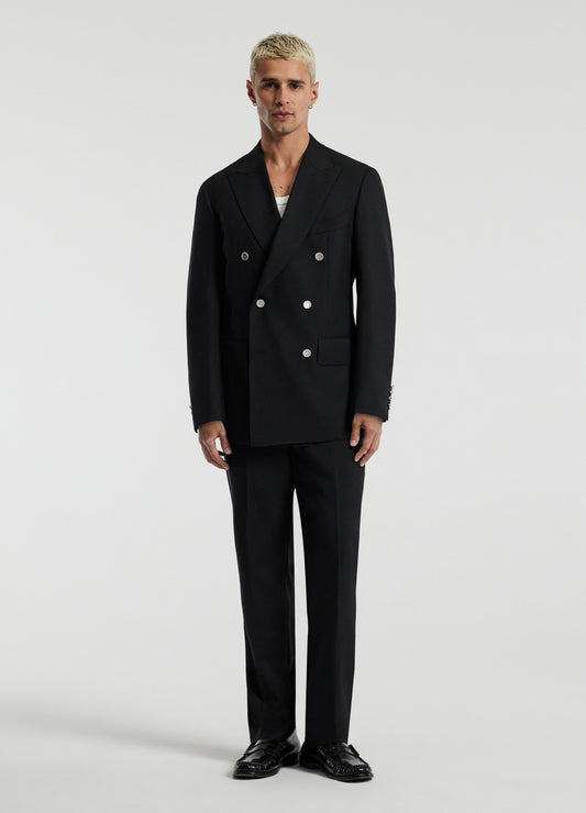 Tab Detail Wool Pants Black