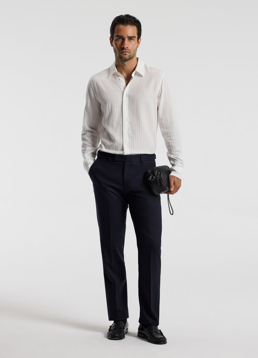 Tab Detail Wool Pants Navy