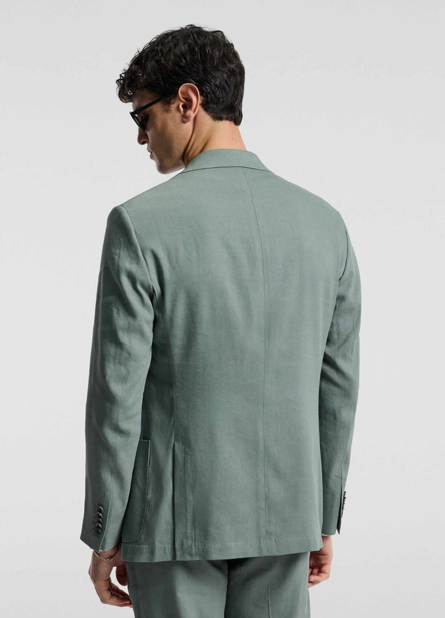 Stretch Linen Suit Jacket Neo Green