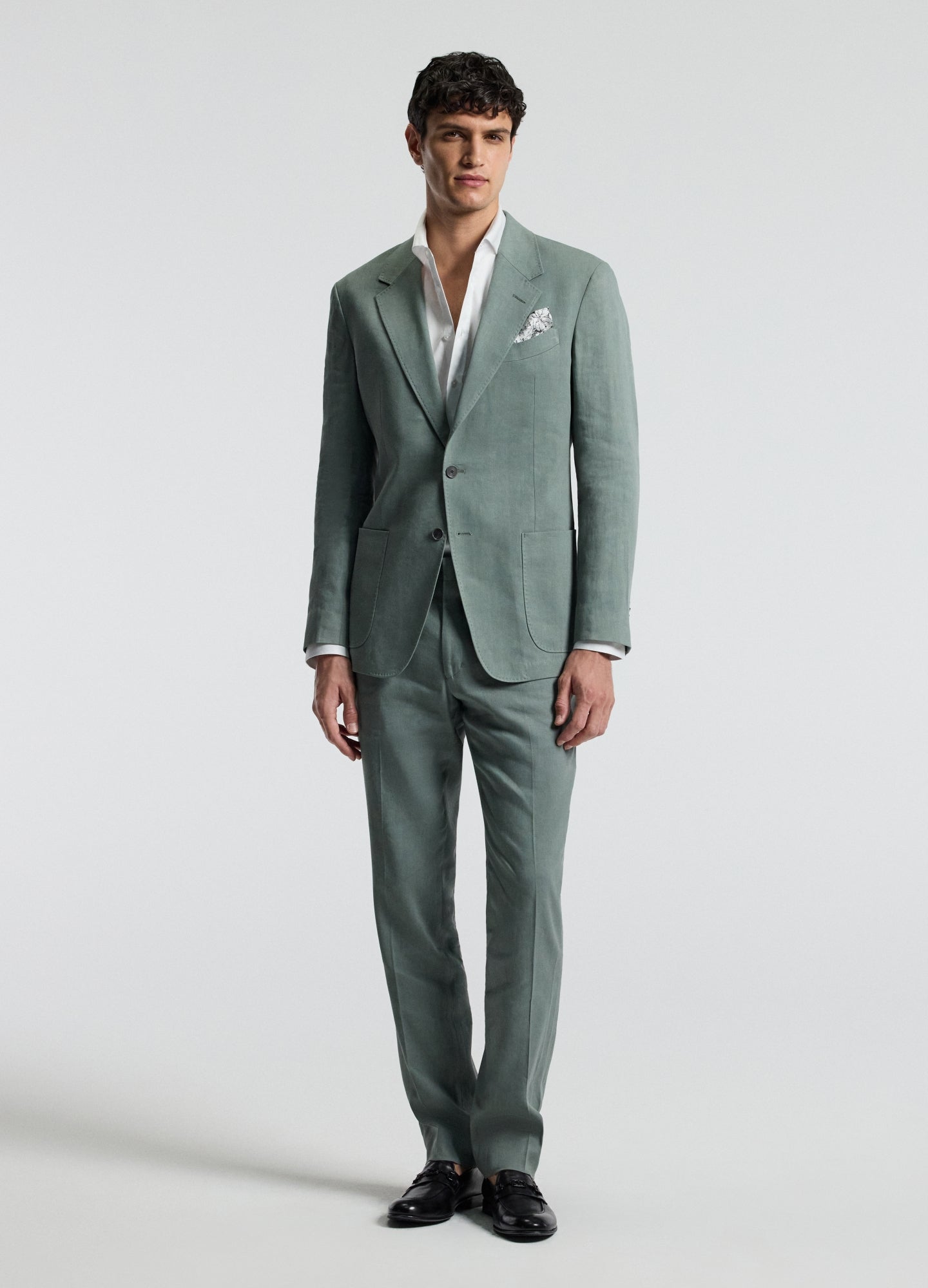 Stretch Linen Suit Jacket Neo Green
