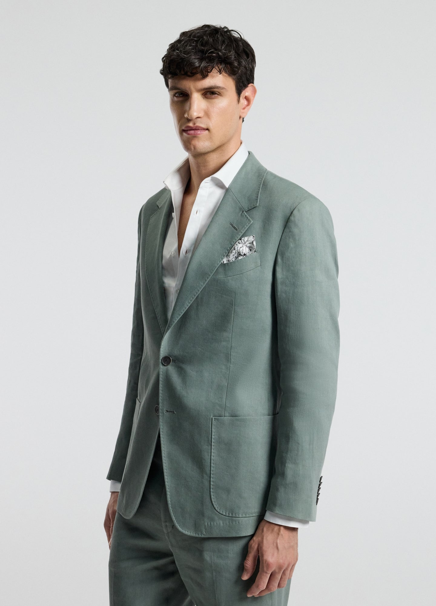 Stretch Linen Suit Jacket Neo Green