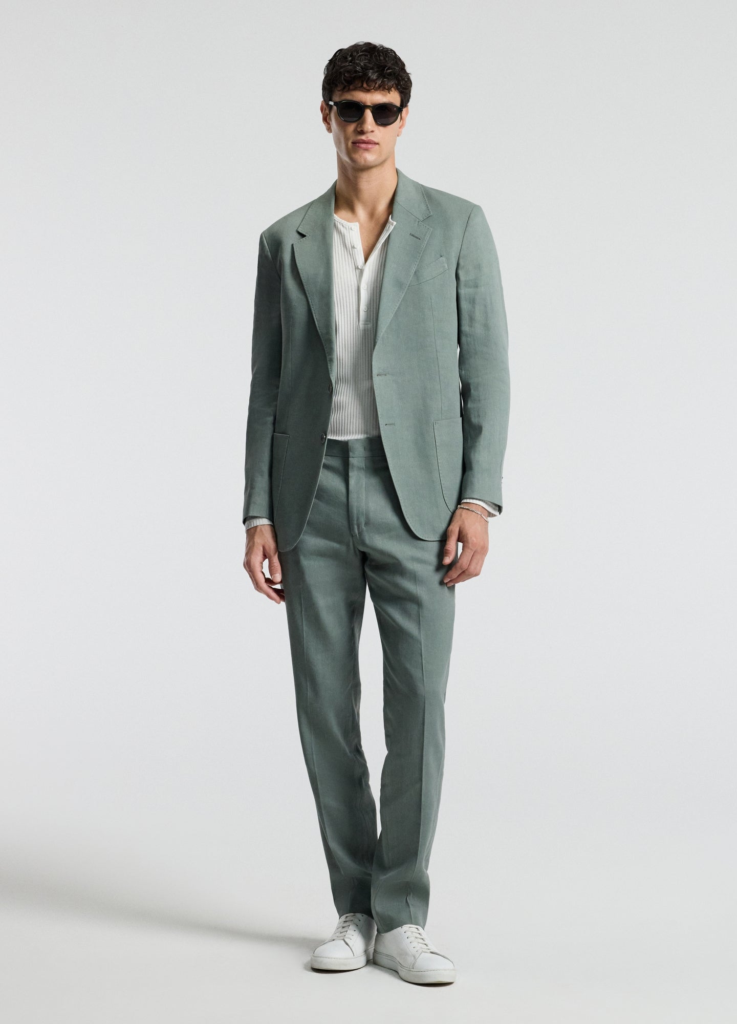Stretch Linen Suit Jacket Neo Green
