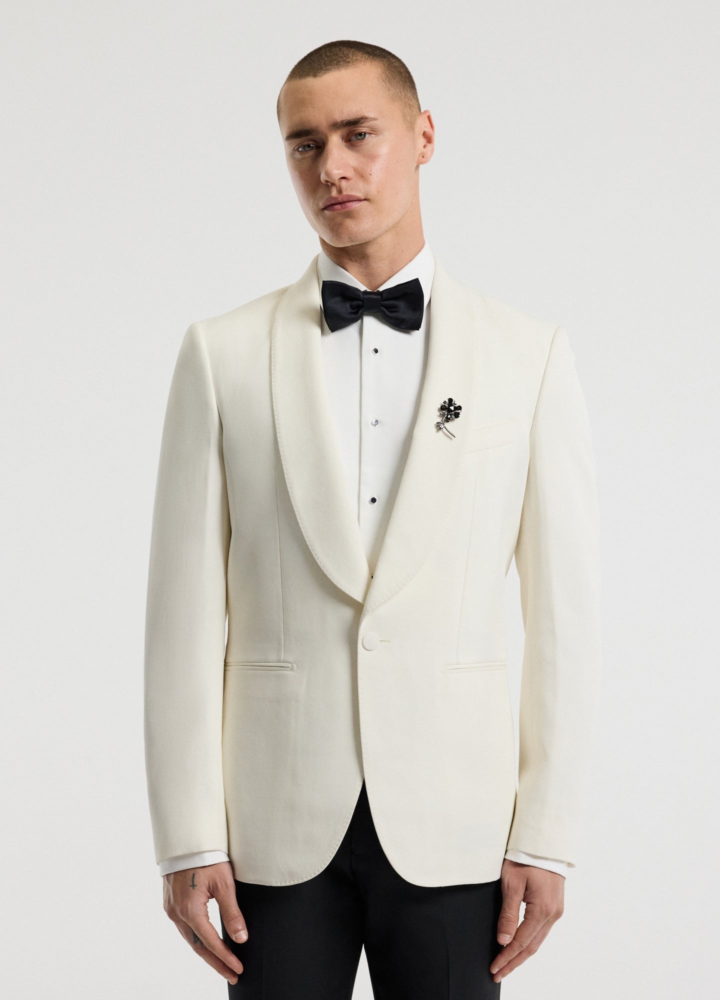 Shawl Collar Tuxedo Jacket Ivory