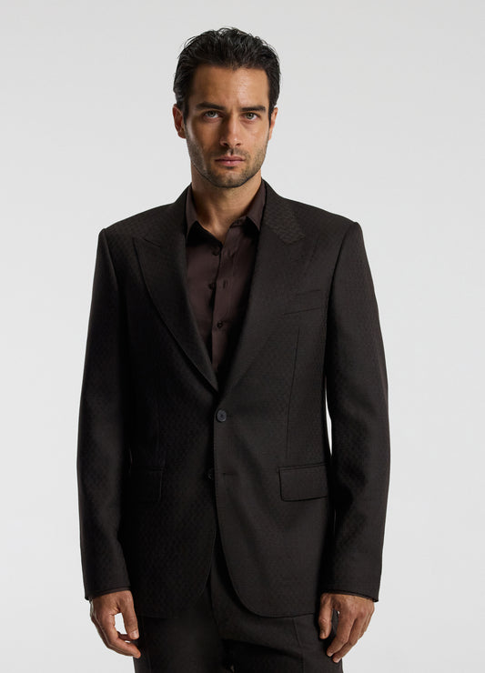 Jacquard Wool Suit Jacket Chocolate