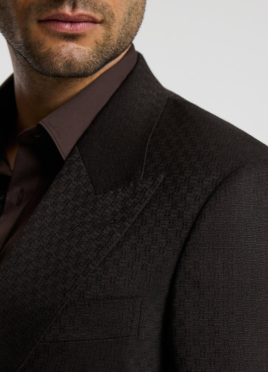 Jacquard Wool Suit Jacket Chocolate