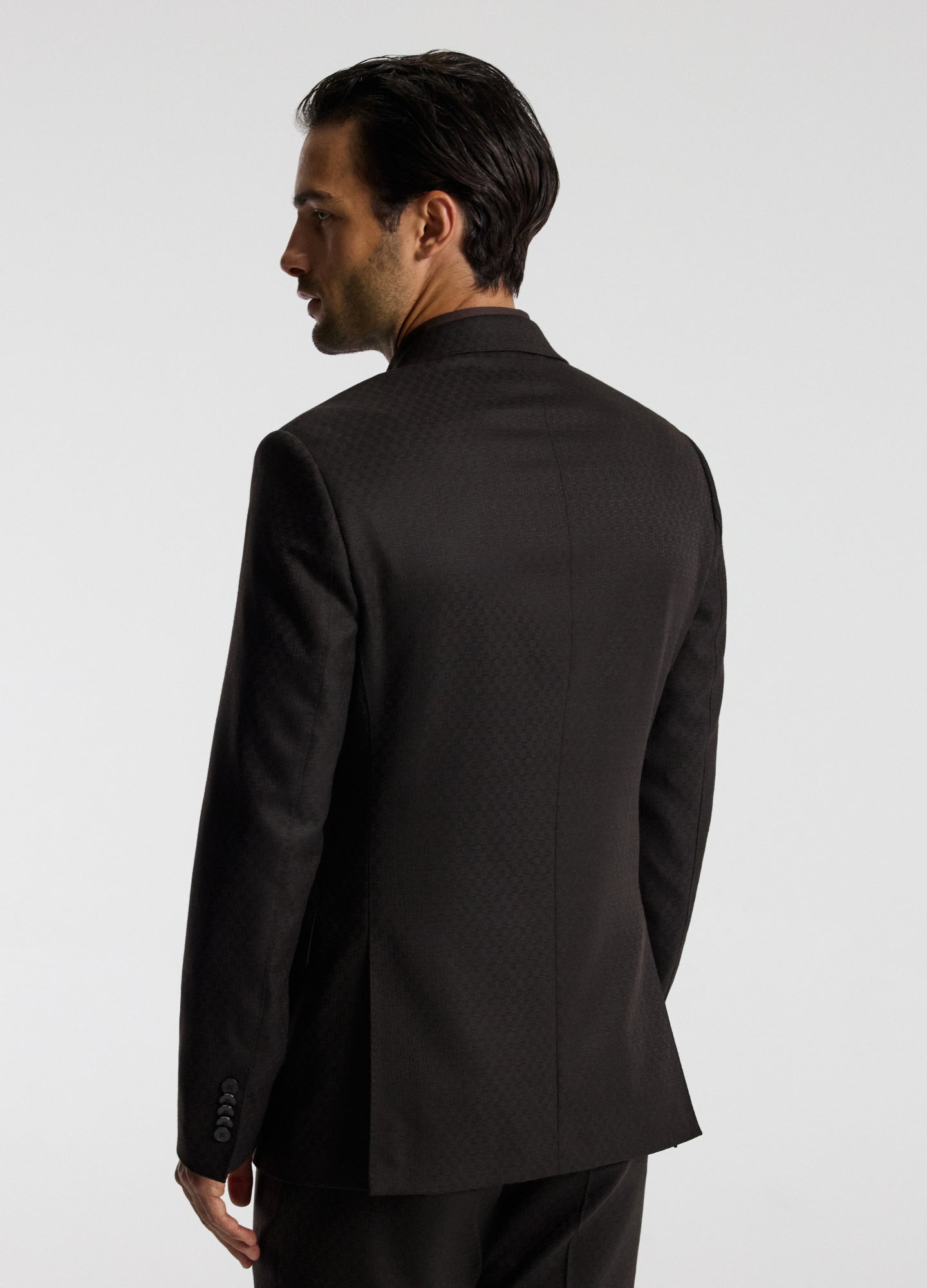 Jacquard Wool Suit Jacket Chocolate