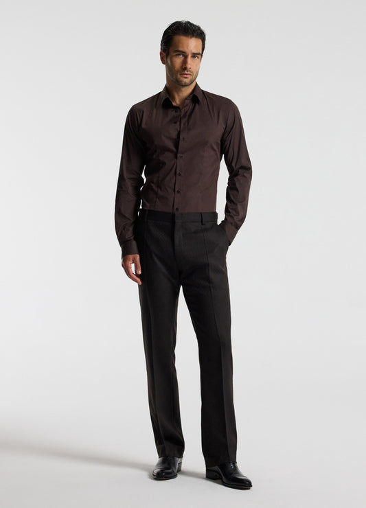 Jacquard Wool Suit Pants Chocolate