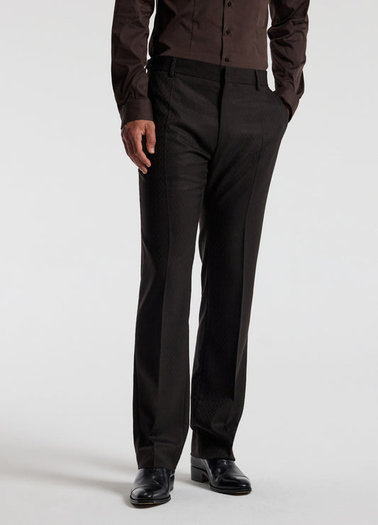 Jacquard Wool Suit Pants Chocolate