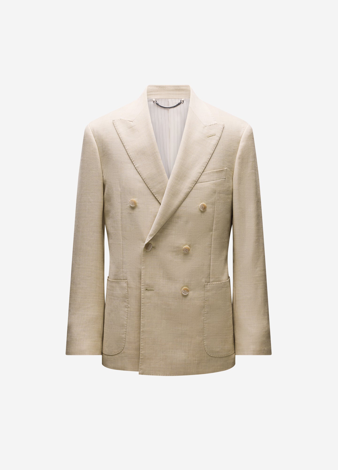 Linen Wool Double-Breasted Suit Jacket Natural