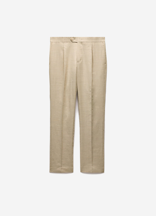 Slim Linen Wool Suit Pants Natural