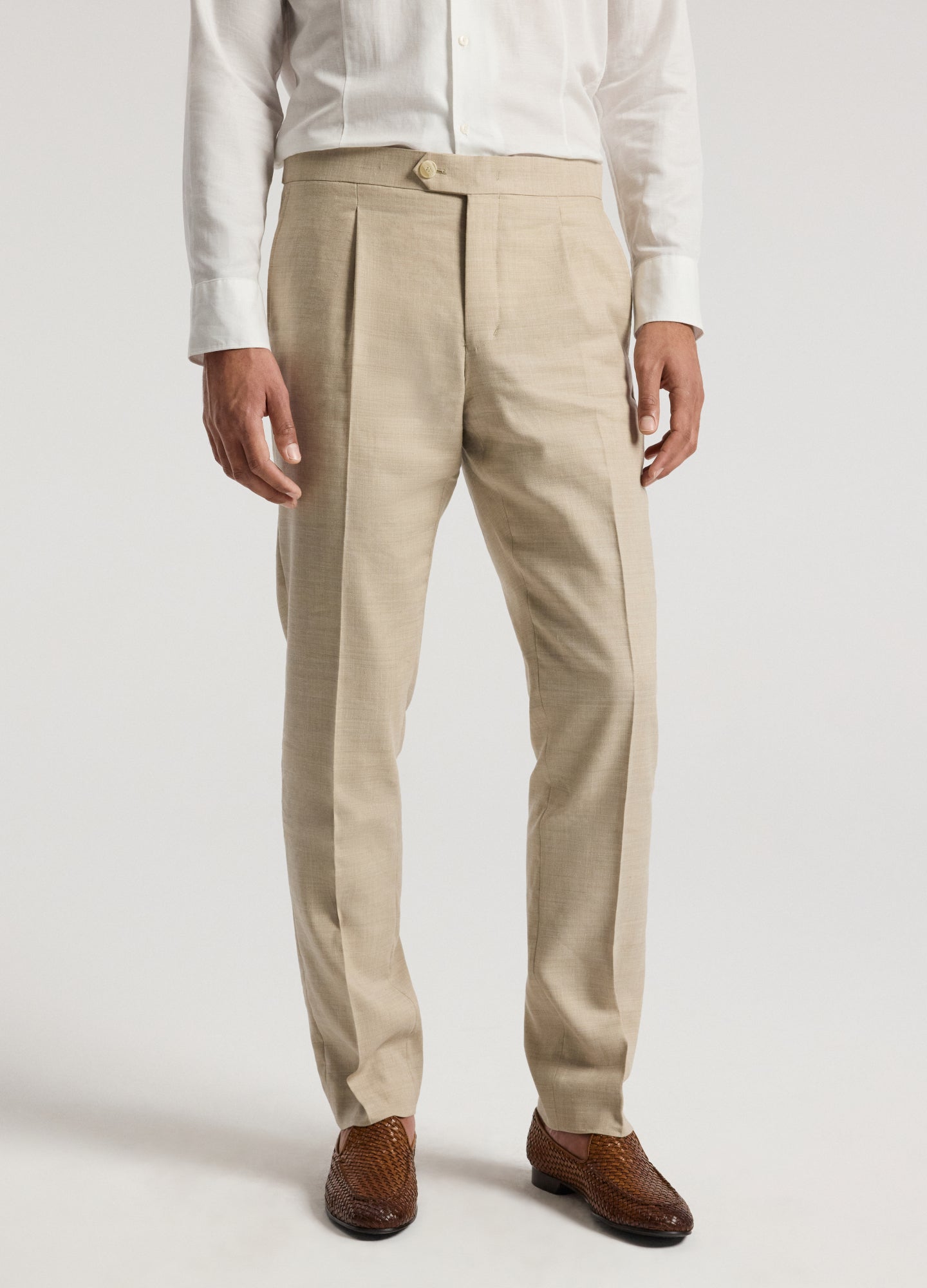 Slim Linen Wool Suit Pants Natural