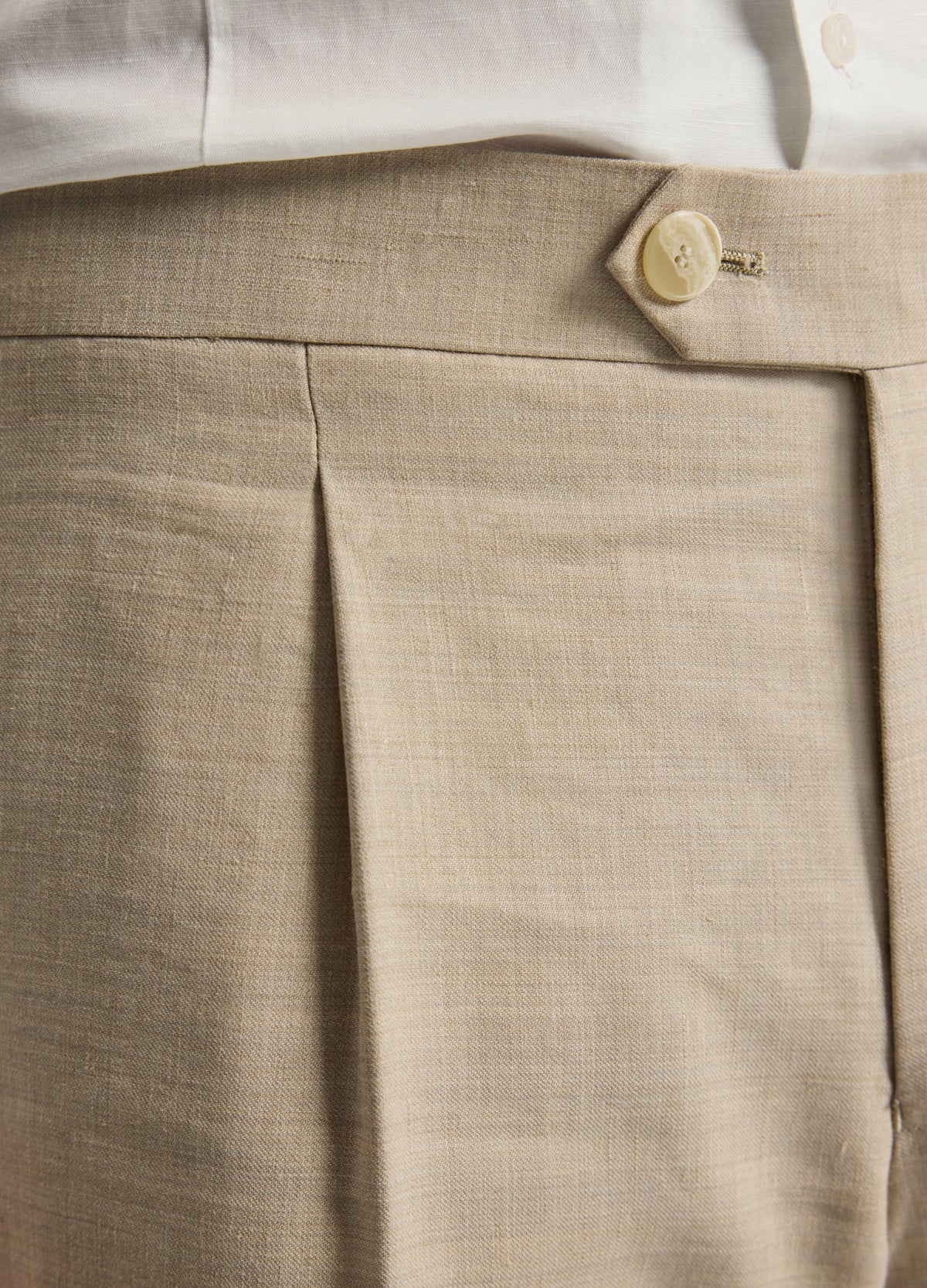 Slim Linen Wool Suit Pants Natural