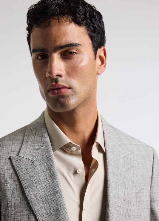 Crossweave Suit Jacket Silver