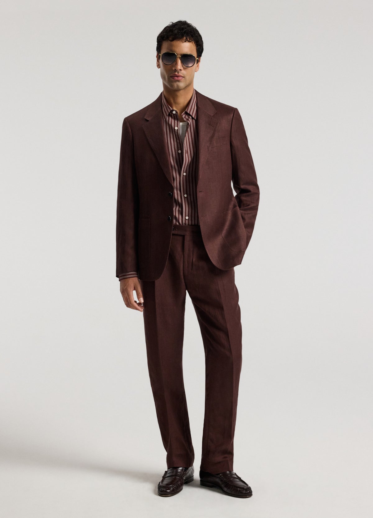 Twill Linen Blend Suit Jacket Bourbon
