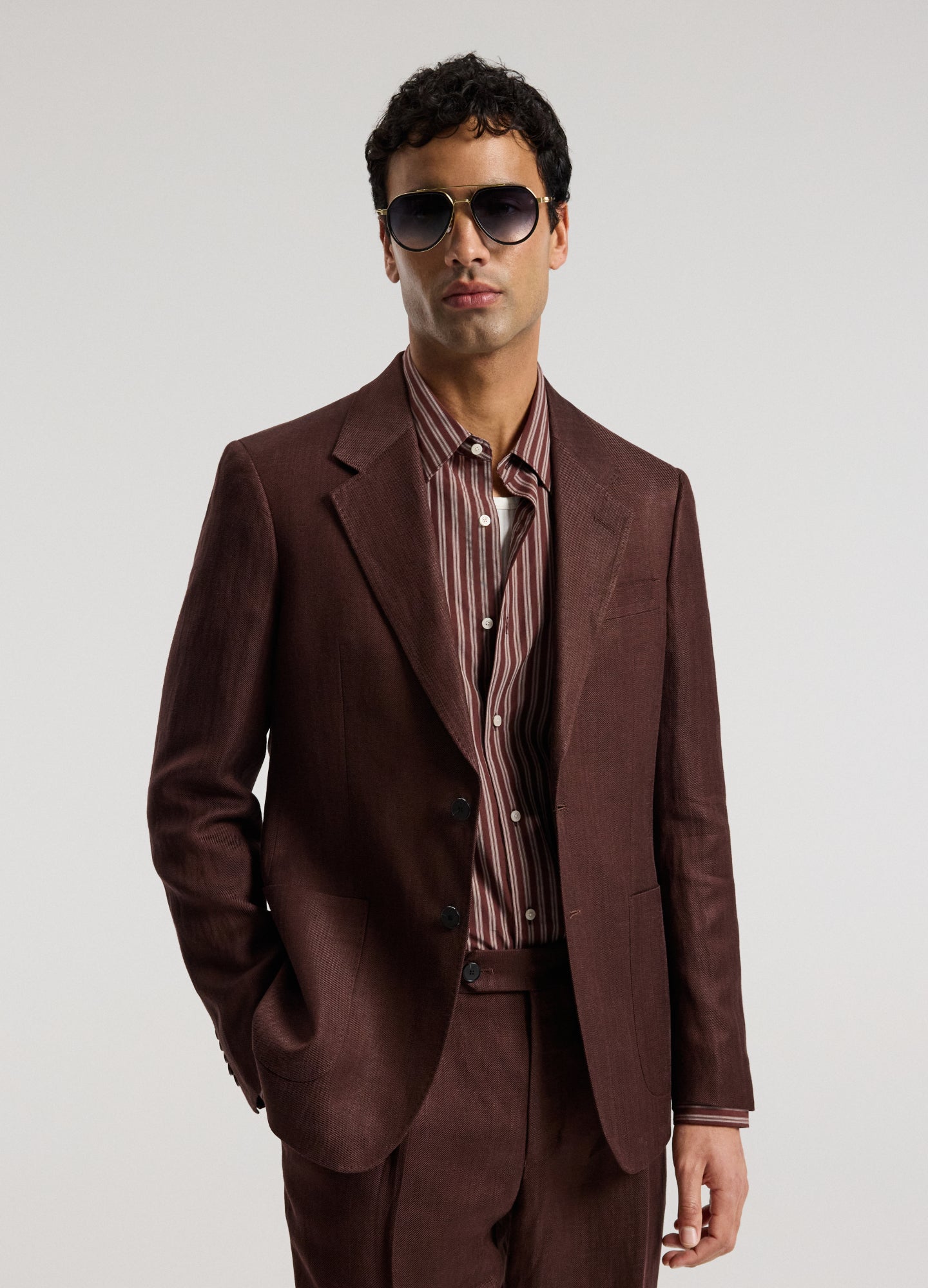 Twill Linen Blend Suit Jacket Bourbon