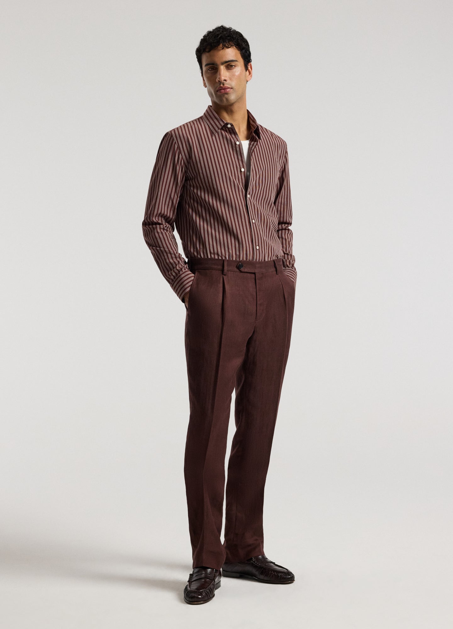 Twill Linen Blend Suit Pants Bourbon