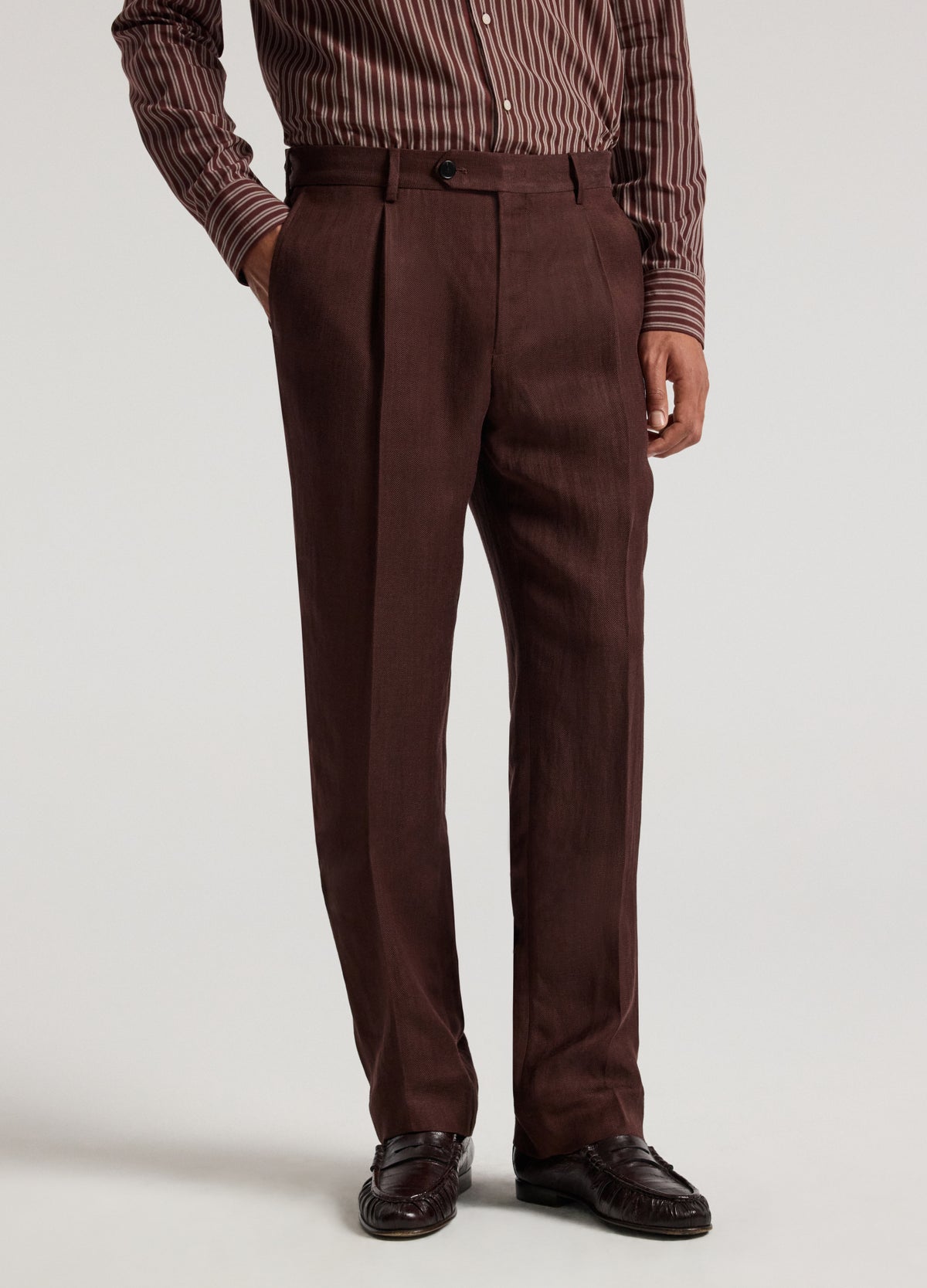 Twill Linen Blend Suit Pants Bourbon