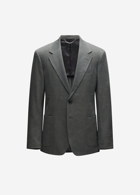 Stretch Linen Blend Suit Jacket Moss