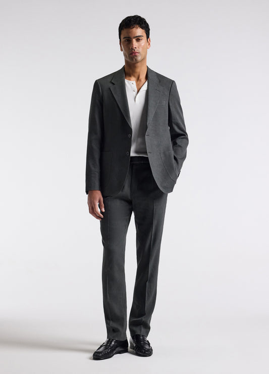 Stretch Linen Blend Suit Jacket Moss