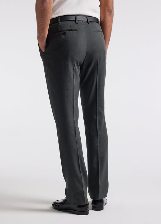 Stretch Linen Blend Suit Pants Moss