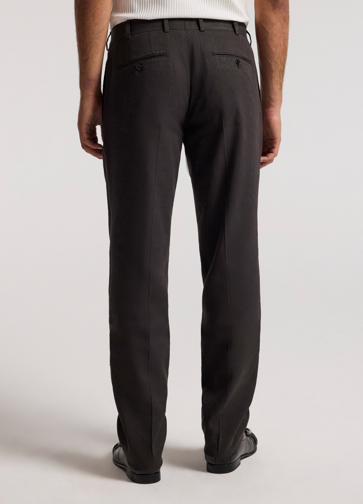 Straight Leg Linen Blend Suit Pants Chocolate