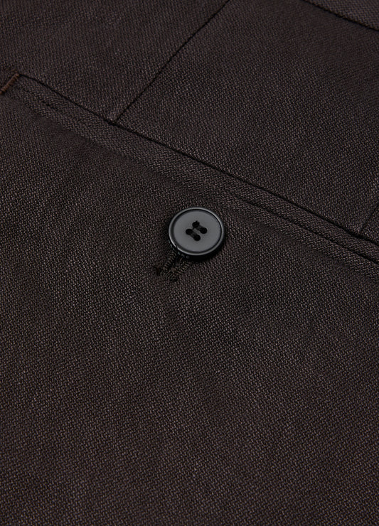 Straight Leg Linen Blend Suit Pants Chocolate