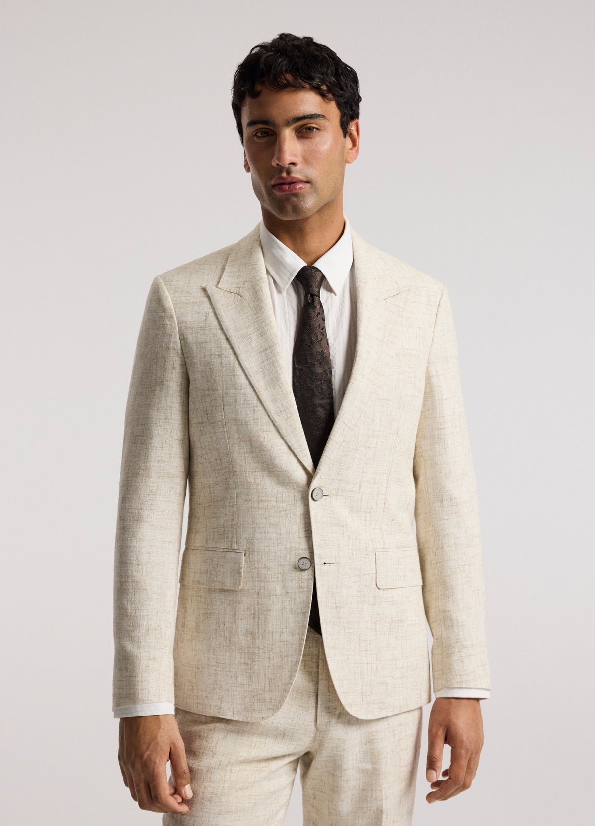 Tailored Crosshatch Suit Jacket Cream