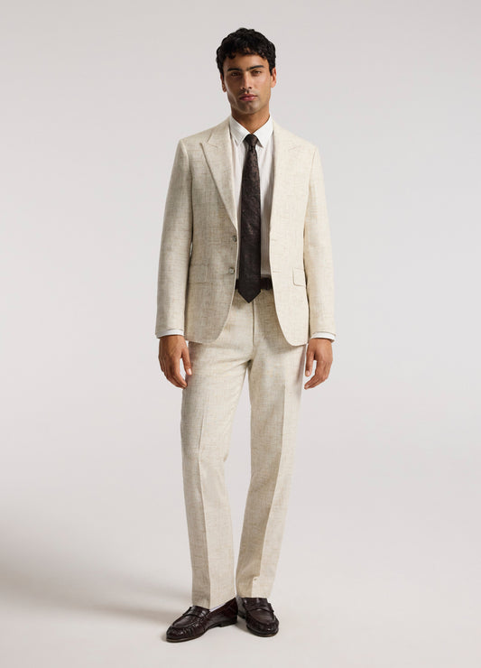 Tailored Crosshatch Suit Jacket Cream