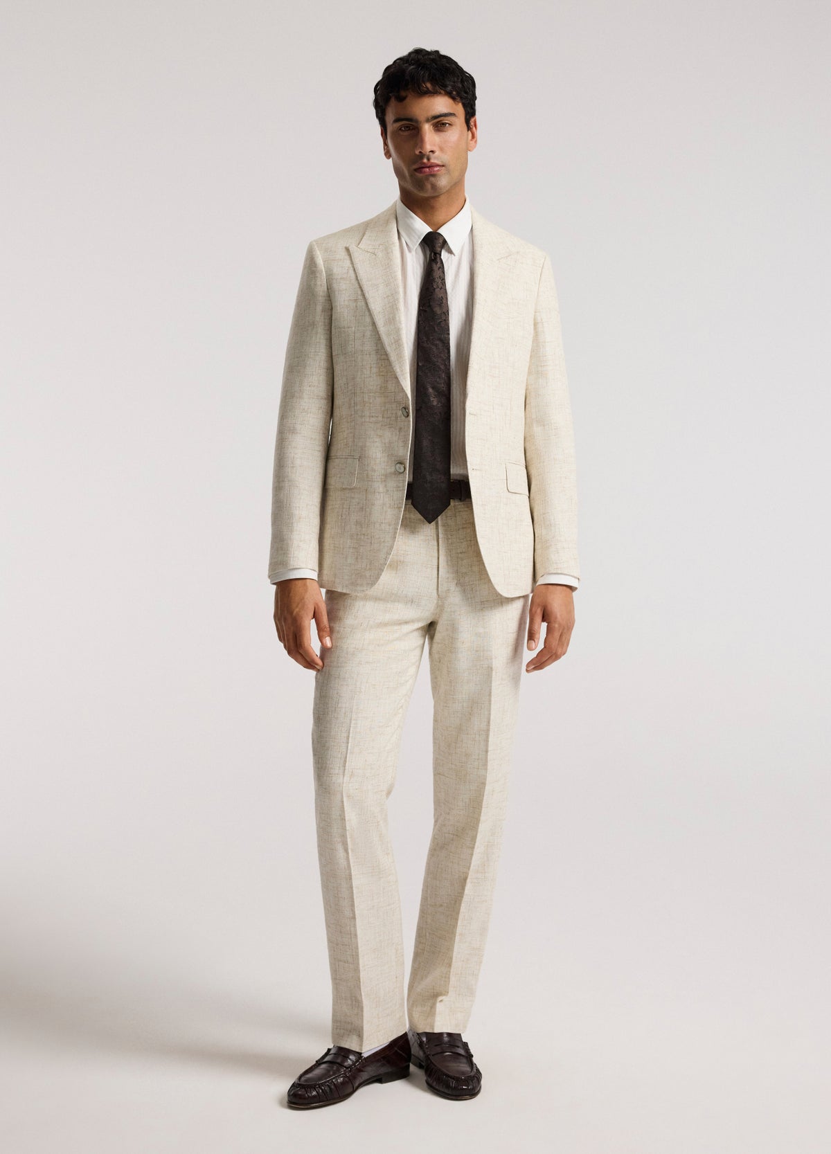 Tailored Crosshatch Suit Jacket Cream