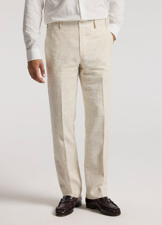 Tailored Crosshatch Suit Pants Cream