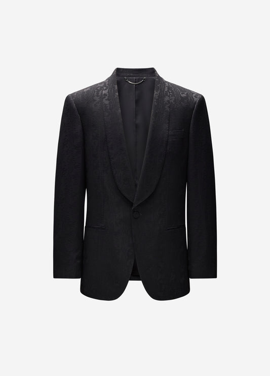 Jacquard Shawl Collar Tuxedo Jacket Black