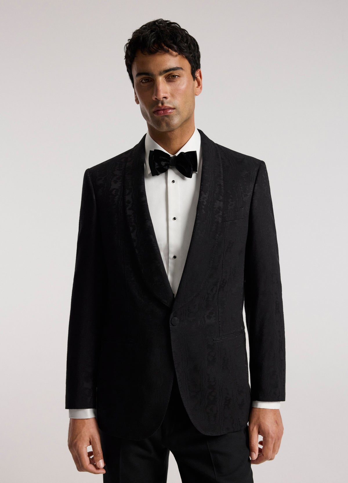 Jacquard Shawl Collar Tuxedo Jacket Black