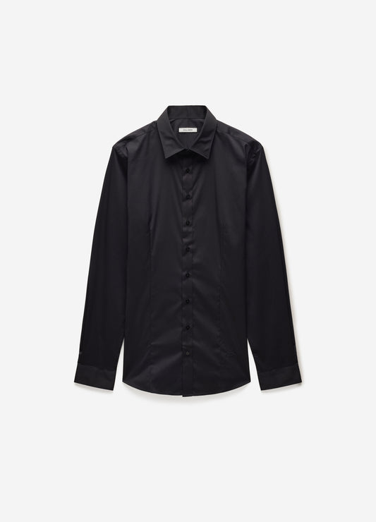 Stretch Cotton Poplin Shirt Black