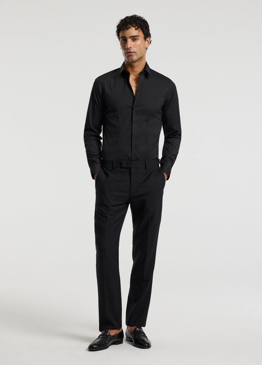 Stretch Cotton Poplin Shirt Black
