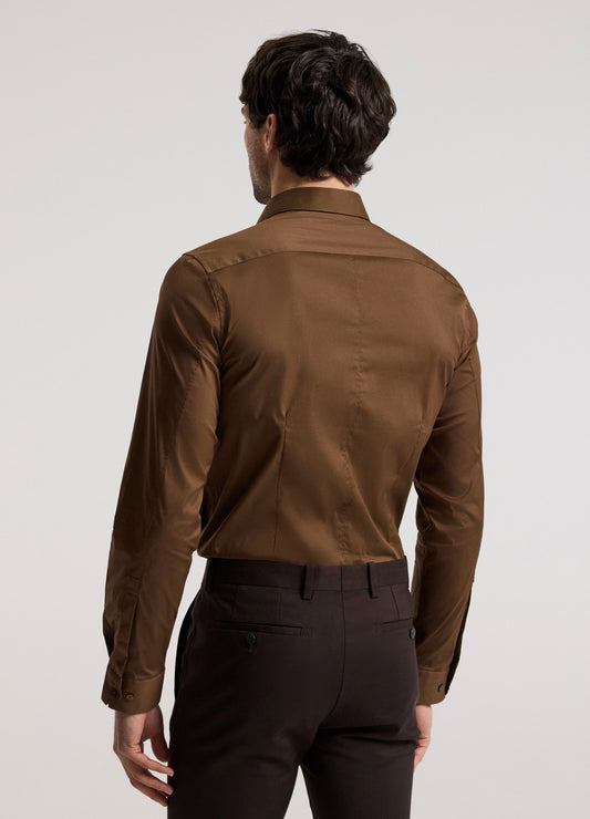 Stretch Cotton Poplin Shirt Chestnut